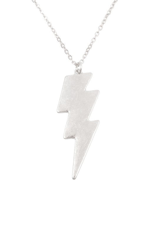 Silver Necklace Set For Men or Women : Lightning Bolt Pendant Necklace –  Boutique Wear RENN
